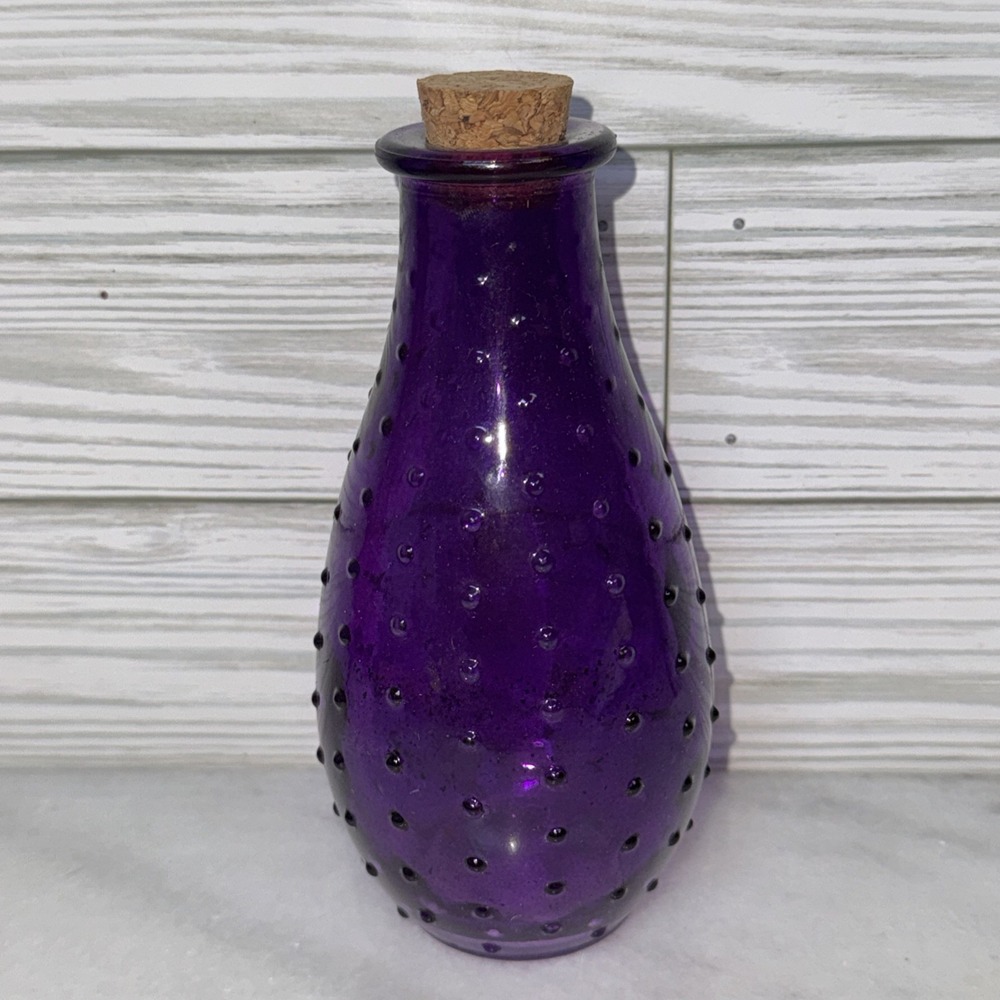 Vintage Purple Amethyst Glass Vase Hobnail Pattern 6"